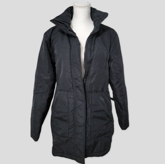 Black Winter Jacket - Removable Hood, Zipper Closure, 3 Velcro Straps, 2 Pockets - Picture 3 of 8